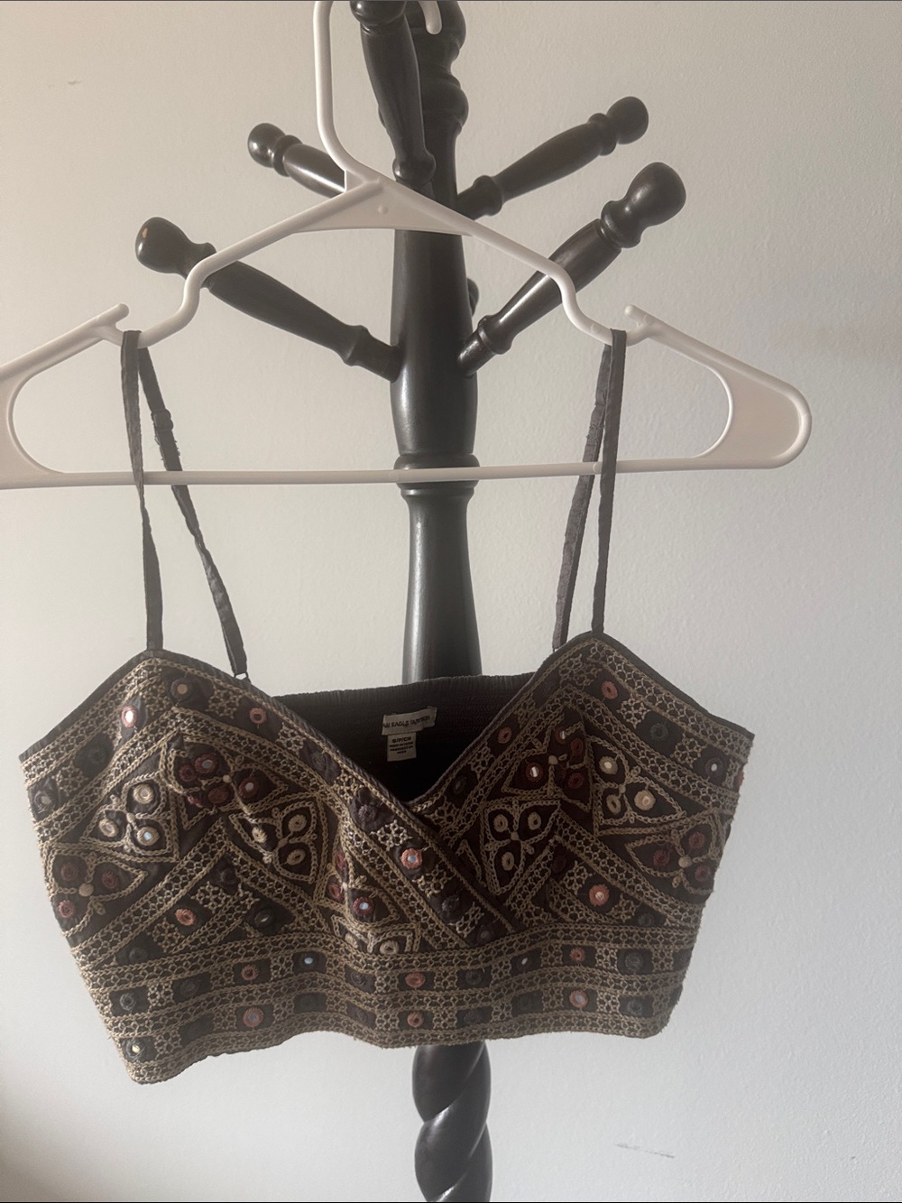 American Eagle Outfitters Grey Embroidered Beaded Camisole
